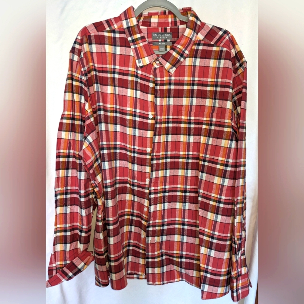 FALLS CREEK Colorful Men's Button down Plaid Shirt‎ Cotton Blend Casual XXXL - Picture 2 of 7